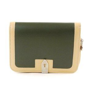 NEW! HUNTING WORLD Bifold Wallet Khaki Green Leather Made in ITALYElegant ladies